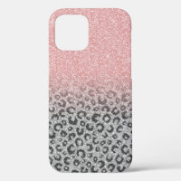  Elegant Rose Gold Silver Glitter Leopard Print