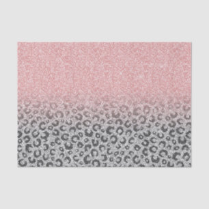 Elegant Rose Gold Silver Glitter Leopard Print Tissue Paper