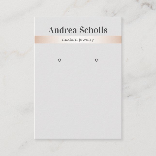 Elegant Rose Gold Silver Jewellery Earring Display Business Card (Front)