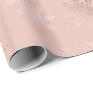 Elegant Rose Gold Snowflake Christmas Pattern Wrapping Paper