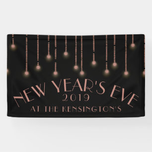 Elegant Rose Gold Sparkle New Years Eve Party Banner