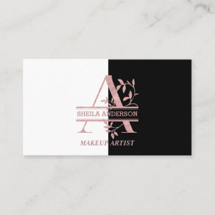Elegant Rose Gold Split Custom Monogram Logo Business Card