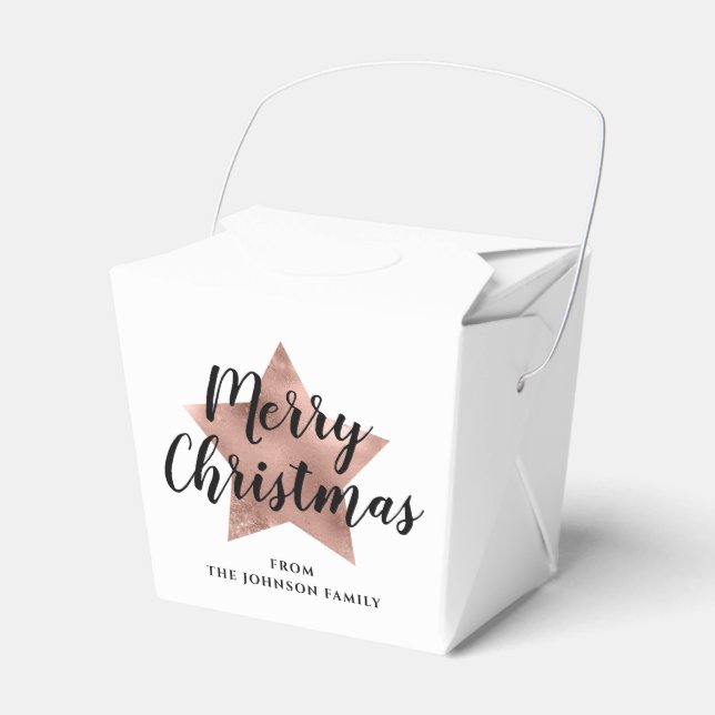 Elegant Rose Gold Star Christmas Favour Box (Front Side)