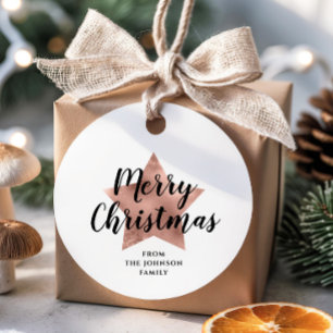 Elegant Rose Gold Star Christmas Favour Tags