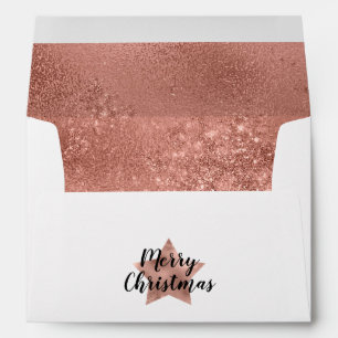 Elegant Rose Gold Star Merry Christmas  Envelope