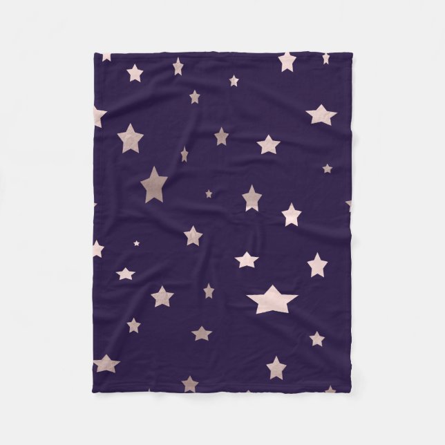elegant rose gold stars on a purple background fleece blanket (Front)