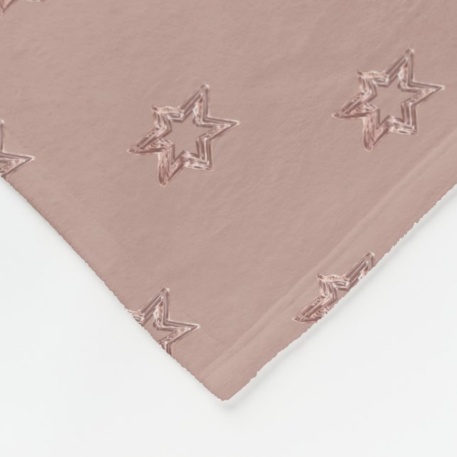 Elegant Rose Gold Stars Pattern Christmas Fleece Blanket (Corner)