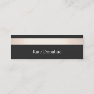 Elegant Rose Gold Striped Modern Stylish Black Mini Business Card
