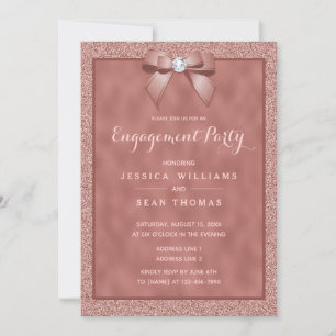 Elegant Rose Gold & Stylish Glitter Engagement Invitation