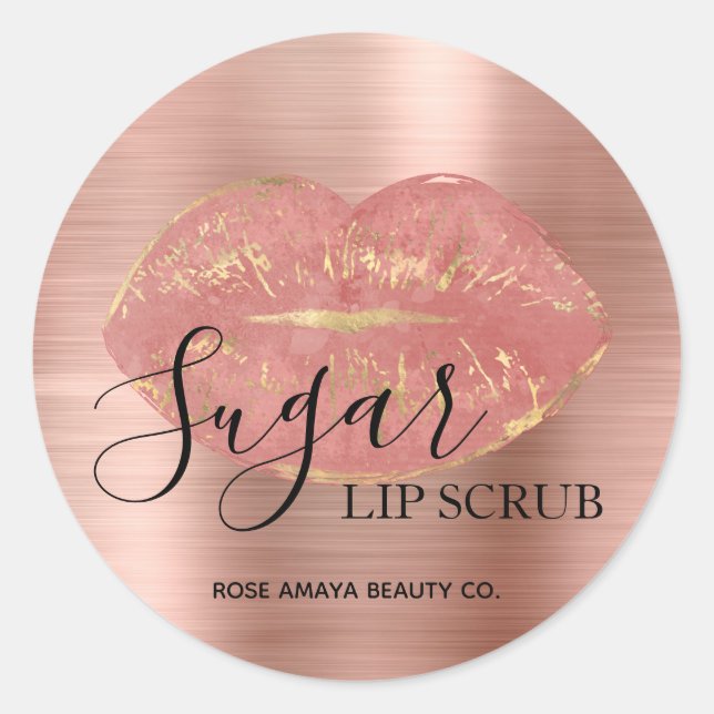 Elegant Rose Gold Sugar Lip Scrub Product Label (Front)