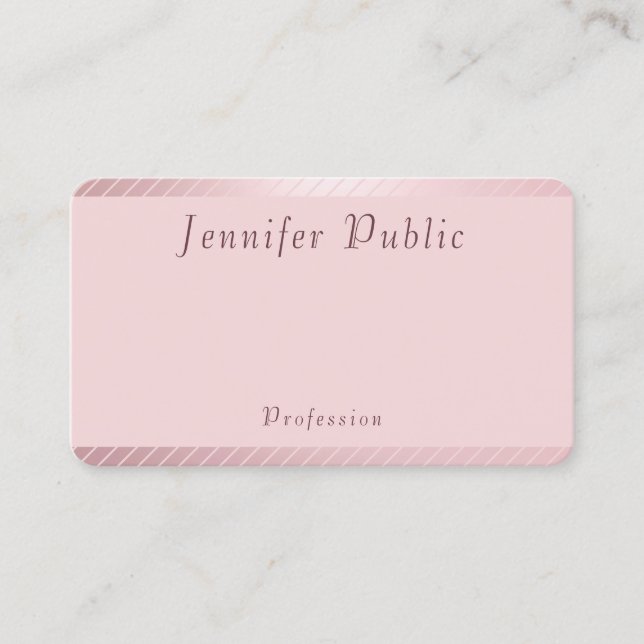 Elegant Rose Gold Template Modern Trendy Simple Business Card (Front)