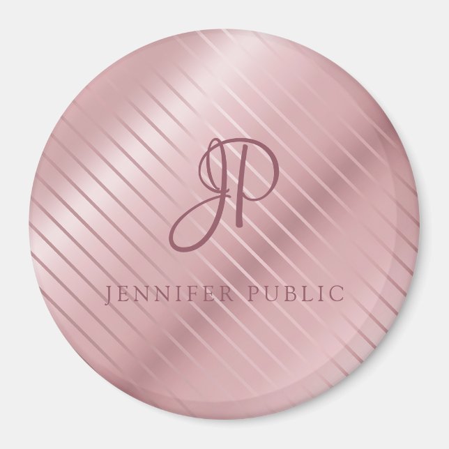 Elegant Rose Gold Template Monogram Modern Large Magnet (Front)