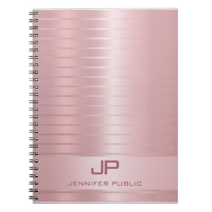 Elegant Rose Gold Template Monogram Trendy Modern Notebook