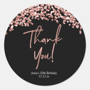 Elegant Rose Gold Thank You Sticker