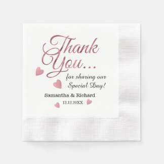 Elegant Rose Gold Thank You Wedding Napkins