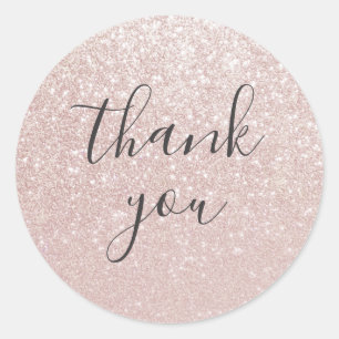 Elegant Rose Gold Thank You Wedding Round Sticker
