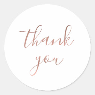 Elegant Rose Gold Thank You Wedding Round Sticker