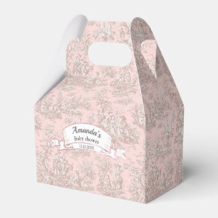 Elegant Rose Gold Toile de Jouy Monogram Gift Favour Box