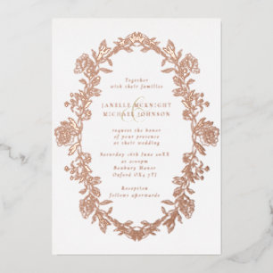 Elegant Rose Gold Toile Floral Wreath Wedding