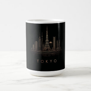 Elegant Rose Gold Tokyo City Skyline Illustration Coffee Mug