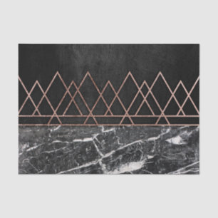 Elegant Rose Gold Triangles & Black & White Marble Tissue Paper