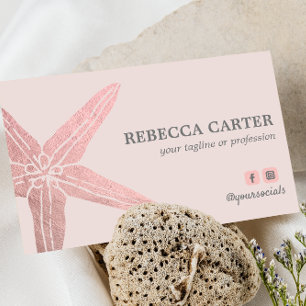 Elegant ROSE Gold Tropical Starfish Beach Coastal Business Card