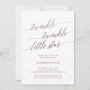 Elegant Rose Gold Twinkle Twinkle Birthday Invitation