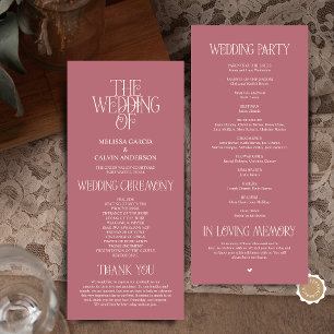 Elegant Rose Gold Typography Wedding Program Programme