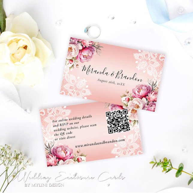 Elegant Rose Gold Watercolor Floral Wedding Enclosure Card (Creator Uploaded)
