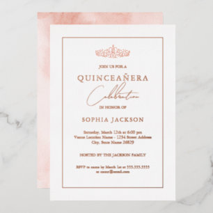 Elegant Rose Gold Watercolor Quinceanera Birthday