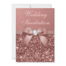 Elegant Rose Gold Wedding Diamonds Bow Glitter