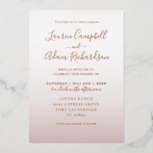 Elegant Rose Gold Wedding Foil Invitation