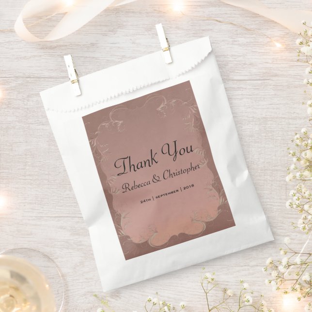 Elegant Rose Gold Wedding Guest Thank You Favour Bags (Clipped)