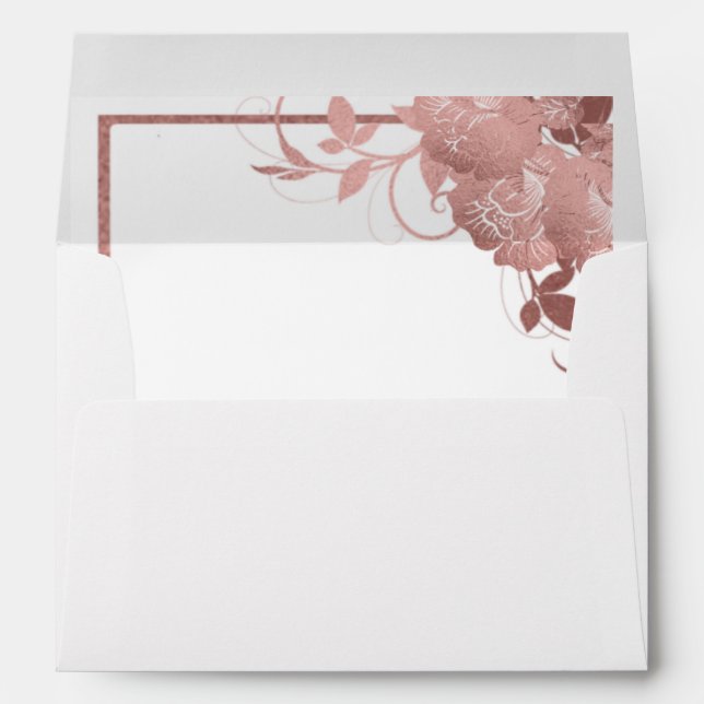 Elegant Rose Gold Wedding Invitation Envelope (Back (Bottom))