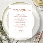 Elegant Rose Gold  Wedding Menu Card<br><div class="desc">A simple chic calligraphy wedding menu card. I do offer a free customisation service,  if you have any questions or special requests,  please feel free to contact me.</div>