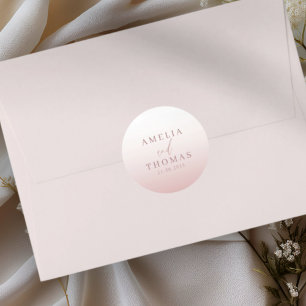 Elegant Rose Gold Wedding Monogram  Classic Round Sticker