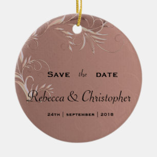 Elegant Rose Gold Wedding Save the Date Ceramic Tree Decoration