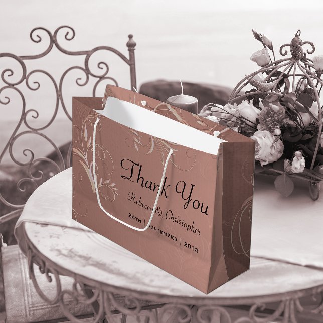 Elegant Rose Gold Wedding Thank You Large Gift Bag (Creator Uploaded)