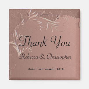 Elegant Rose Gold Wedding Thank You Magnet