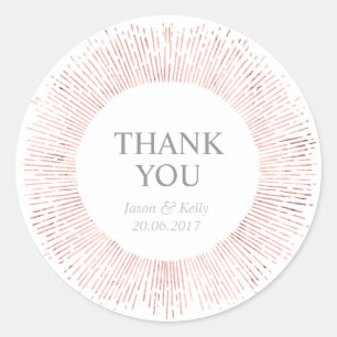 Elegant rose gold wedding thank you sticker