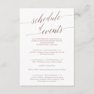 Elegant Rose Gold Wedding Weekend Event Enclosure Card