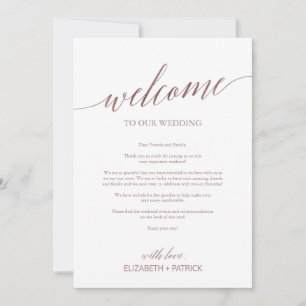 Elegant Rose Gold Wedding Welcome Letter Itinerary