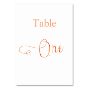 Elegant rose gold white calligraphy table one table number