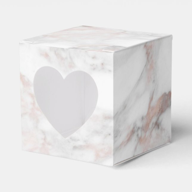 Elegant Rose Gold White Marble Template Custom Favour Box (Front Side)