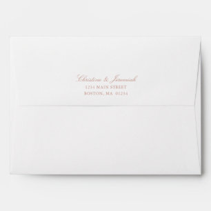 Elegant Rose Gold White Wedding Return Address Envelope