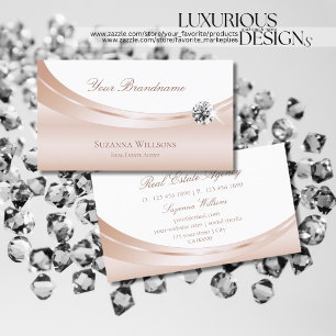 Elegant Rose Gold White with Sparkling Diamond Business Card