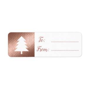Elegant rose gold xmas tree gift tag