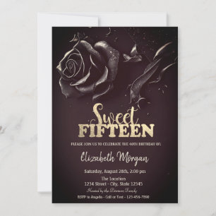 Elegant Rose Gothic Burgundy 15th Birthday  Invitation
