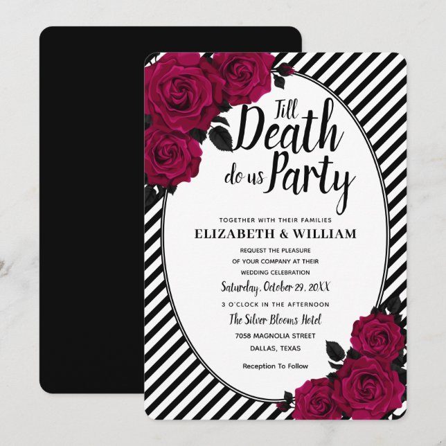 Elegant Rose Gothic Till Death Do Us Part Wedding Invitation (Front/Back)