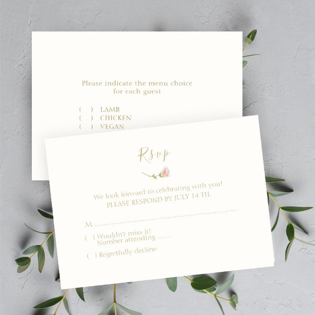 Elegant Rose & Ivory RSVP & Menu Response Card (Creator Uploaded)